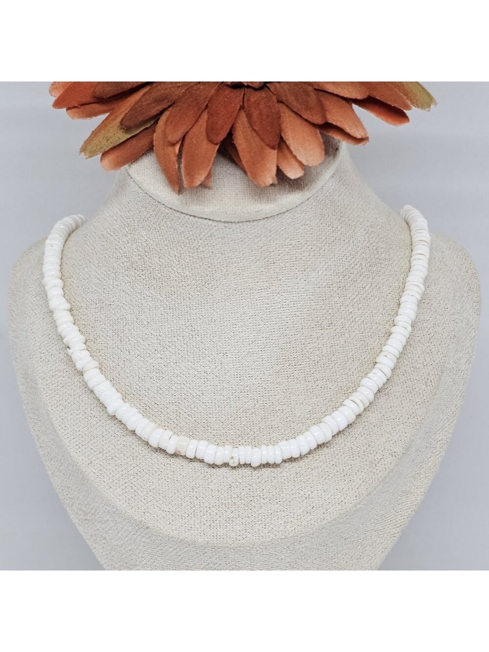 Genuine Real White Puka Shell Necklace Surfer Choker Strand 18.5" Long Surf